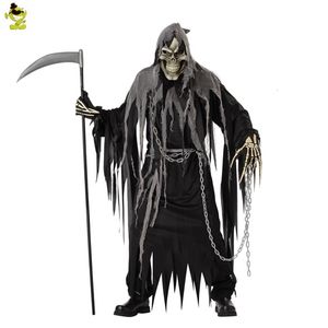 Costume thématique Hommes Halloween Grim Reaper Costume Cosplay Adulte Hommes Squelette Fantôme Robe Jeu de Rôle Fête Déguisement Pourim Fête 230829