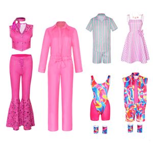 Costume à thème Film Barbi Cosplay pour femmes Margot Robbie Robe rose Hommes Ken Ryan Gosling Vêtements Filles Garçons Halloween Outfit 2023 230914