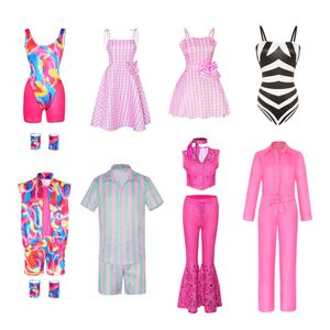 Disfraz temático de película, disfraz de Cosplay para mujer, vestido rosa estrellado, pantalones, monos, vestidos de fiesta de Halloween