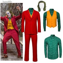 Thème Costume Film Joker Joaquin Phoenix Arthur Fleck Cosplay Venez Clown Costume Rouge Adulte Jokers Perruque Verte Halloween Uniforme Personnalisé SetL231007