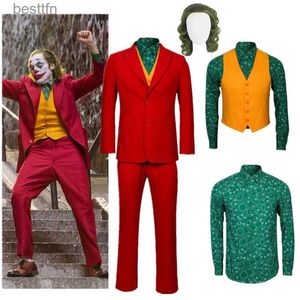 Thème Costume Film Joker Joaquin Phoenix Arthur Fleck Cosplay Venez Clown Costume Rouge Adulte Jokers Perruque Verte Halloween Uniforme Personnalisé SetL231007