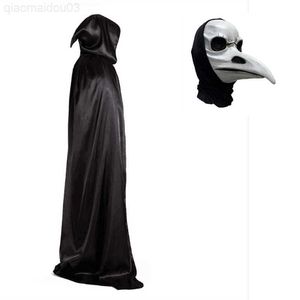 Thème Costume Peste Docteur Vient pour Hommes Moine Cosplay Masque Steampunk Robe Noir Horreur Assistant Halloween Grim Reaper Mascarade Cape L230804