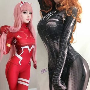 Costume à thème Costume de jeu de rôle Sexy Zero Two Darling in the Franxx Klaxosaur Princess Halloween Black Cat Super Hero Women's Set jumpsuit 230404