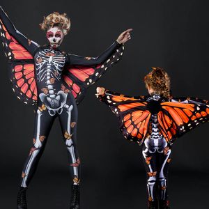 Thème Costume Crâne Papillon Cape Sexy Femelle Fantôme Halloween Diable Fantôme Body Fête Carnaval Spectacle Horreur Enfants Adulte 230404
