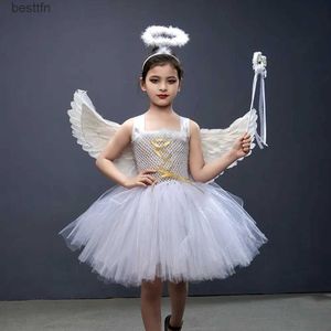 Costume à thème Ange Blanc Ciel Noël Déguisement Venez pour les Filles Cosplay Halloween Fête Tutu Robe Princesse Fée Enfants OutfitL231007