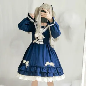 Disfraz de tema Mujer Vestido de lolita Navy Sailor College Manga completa Patel Cintura alta Invierno Rojo Azul marino para damas