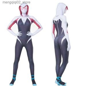 Thème Costume Zentai Body Super-Héros Gwen Stacy Cosplay Venez Combinaison Masque Costume Filles Femme Body Halloween Adulte Enfant Q240307