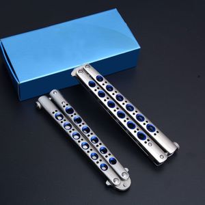 Theone balisong Knife Blue All-steel handle/440c blade For BM42 BM43 Pocket Knives EDC Tools