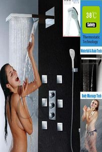 Robinet de douche de salle de bain thermostatique ensemble Double Rain Bascold Faucet Head and Hand Shower Massage Spray Jets 00755X23H1437053
