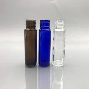 Botella gruesa de bola de rodillo de aceite esencial de 1/3 oz y 10 ml con rodillo de acero inoxidable Recargable Perfume Desodorante Envases Tubo Ámbar transparente