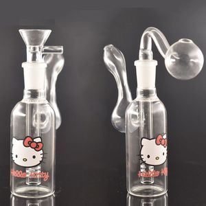 Épais capiteux Pyrex 14mm femelle mini pas cher eau dab rig bong avec bol de brûleur à mazout en verre ou tabac fumant bol d'herbes sèches narguilé portable