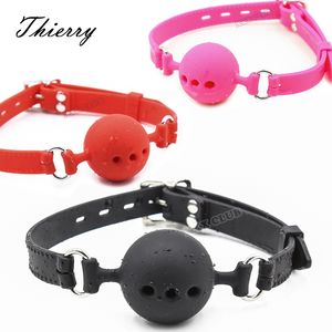 Thierry Fetish Extreme Full Silicone Breathable Ball Gag,Bondage Open Mouth Gags,Adult sexy Toys For Couple Adult Game Size S M L