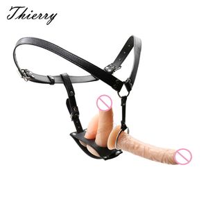 Thierry Lesbien Single Anal Plug Double Dildos Strap On, Harness Adujstable Position, Realist Penis Strapon Sexy Toys for Women