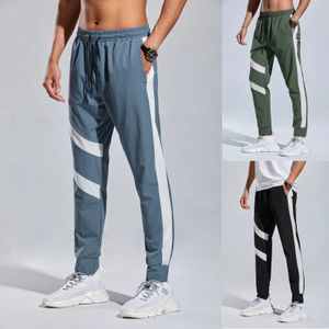 Mince séchage rapide respirant hommes pantalons de course rayure football basket-ball athlétique pantalons d'entraînement Fitness Gym entraînement Sport 240228