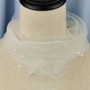 Fine crème solaire foulard écharpe en dentelle transparente en dentelle Organza élastique petit nuerchief ruffle couvre couvre-bande diy soft 240417