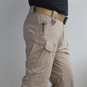 Thoshine Brand Summer Men Casual Cargo Pants Thin Pockets Outdoor Quick Dry Transpirable Impermeable Military Fan Tactical Pantalones 201110