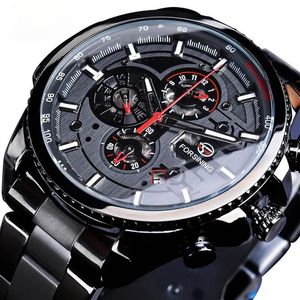 Três dial calendário de aço inoxidável masculino relógios mecânicos automáticos marca superior luxo militar esporte masculino clock329c