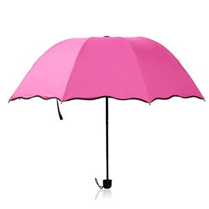 Trois Pliage Noir Revêtement Solaire UV Manuel Parapluie Parasol Extérieur Double Usage Adultes Parapluie Floral