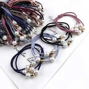 Trois-en-un ruban perle cheveux anneau coréen haute élastique queue de cheval cheveux corde à la main femmes élastique tête corde cheveux accessoires 2027