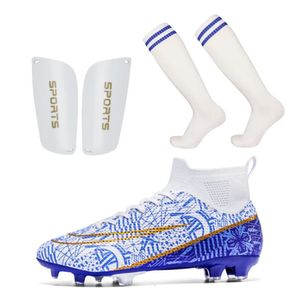 Trois en un ensemble chaussures de football pour hommes chaussettes en plastique protège-tibia adultes enfants TFFG bottes de football d'entraînement taille 3446 240228