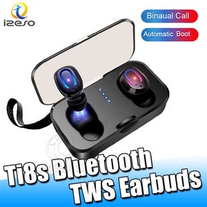 TI8S TWS Éditeurs Bluetooth 5.0 True sans fil stéréo en casque stéréo de jeu Sports de sports de sports Mini-casques avec 400mAh Charger Bin Izeso