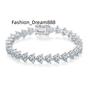 Tianchen Jewelry Wholesale VVS D color Triangle Cut Moissanite Diamond Bracelet 925 Silver Tennis Ball Chain Bracelet Mujeres OEM