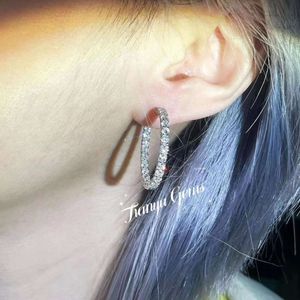 Tianyu – boucles d'oreilles Huggies en or blanc massif pour femmes, bijoux sur mesure, Aretes pur 585 10k 14k, diamant Moissanite