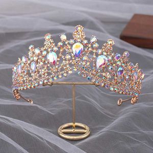 Tiaras Baroque Luxury Elegant Queen Princess Tiara Crown Purple Pink Ab Crystal Tiara for Women Wedding Headress Hair Bijoux