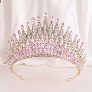 Tiaras New Sweet Big Opal Crown Bridal Hair Accessories Elegant Queen Crystal Tiaras Girls Robe de mariée Bandeaux Coureurs