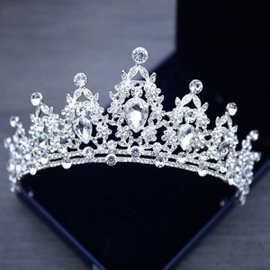 Tiaras Wedding Hair Tiara Crystal Bridal Tiara Crown Silver Color Diadem Veil Tiaras Wedding Hair Accessories Headpieces Head Jewelry Z0220