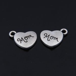 Pendentif lettre maman en argent tibétain, breloques en forme de cœur, petits accessoires de bijoux