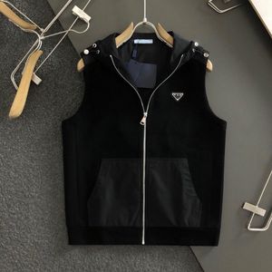 Marée gilet maillot de corps veste automne et hiver marée hommes épaules sans manches veste à capuche veste haut de gamme produits européens nouveau