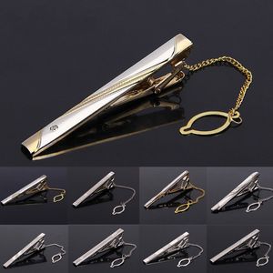 Tie Clips Men's Metal Necktie Bar Crystal Formal Dress Shirt Wedding Ceremony Gold Tie Clip Jewelry Accessories