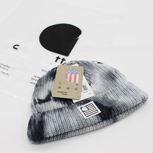 Gorro de punto teñido anudado para mujer, gorros de calavera coloridos a la moda, sombreros para hombre, accesorios callejeros