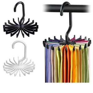 Plastic Tie Hanger Rack with Rotating Hooks for Clothes Storage in Closets