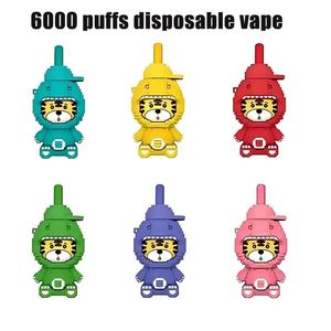 Tiger 6000 Puff E Cigarette Cake Vape jetable 0% 2% 3% 5% Puffbar Pods Chariots préremplis rechargeables Cartouche de vaper 6k Puffs Kits d'usine jetables