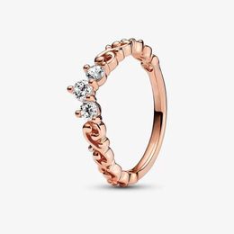 Timeless Wish Sparkling Alternating Ring pour Pandora 18K Rose Gold Stacking Rings designer Jewelry For Women Crystal dimaond Wedding ring with Original Box