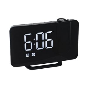 Timers Alarm Clock Large Digital LED Display Clock curved 5-minute Snooze FM Radio USB Clock with 180° Rotatable Projector, 3-Level Brightness Dimmer, Bedroom office