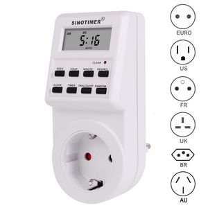 Minuteries EU UK US FR BR Plug Digital Weekly Programmable Electrical Wall Plug-in Power Socket Timer Switch Outlet Time Clock 220V 110V AC 230620