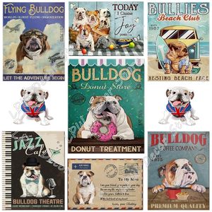 Tin Signs Bulldog Bain Savon Salle De Bains Salon Chien Amoureux Décoration Maison Mur Art Affiche Décor Maison Café Décoration Murale 30X20cm W03