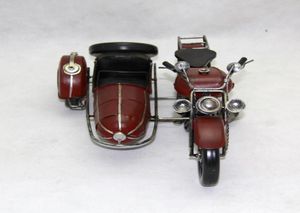 Modelo de motocicleta militar de hojalata, triciclo de motor hecho a mano, juguete, decoración de muebles, obra de arte personalizada para regalo Colle1686219