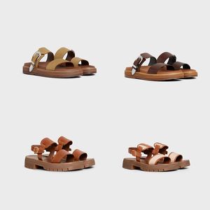 TIPPIS en cuir de veau tanné plante marron foncé sandales marque de luxe pour femmes sandales pantoufles sandales de plage d'été sandales en cuir de cofskin