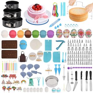 TIRYIUOU Kit de 800 piezas de suministros para hornear con plato giratorio, mangas pasteleras y juego de puntas, moldes para pasteles desmontables, glaseado más suave, herramientas para decorar magdalenas