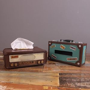 Boîtes à mouchoirs serviettes américain Vintage métal Radio boîte décoration maison stockage Table à manger porte-serviettes en papier accessoires