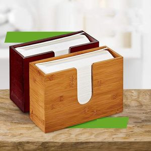 Cajas de pañuelos, servilletas, baño, cocina, sala de estar, dispensador de toallas de papel de bambú, caja de servilletas plegable para encimera montada en la pared