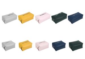 Cajas de pañuelos Servilletas Inodoro para transporte de automóviles Baño en el hogar Caja de pañuelos de bombeo de escritorio Sala de estar de cuero de PVC Creativo Lindo Simplicidad creativa al por mayor