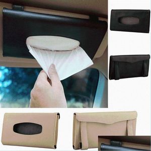 Cajas de pañuelos Servilletas Car Sun Visor Bag Holder Pu Caja de cuero Er Case Paper Organizer Container Drop Delivery 2021 Home Ga Bdesports Dhh7H