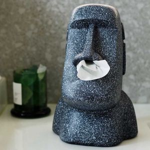 Cajas de pañuelos Servilletas Isla de Pascua Caja de pañuelos Moai Sala de estar Divertida Caja de papel de almacenamiento de fosa nasal Tablero de cartón Decoración de Halloween Arreglo de barra Z0505