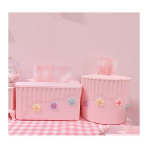 Cajas de pañuelos, servilletas, caja rosa para rollo de papel extraíble, contenedores de flores pequeñas, dispensador de toallas, soporte de cocina, entrega directa a casa G Otkqq