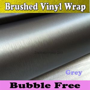 Envoltura de vinilo gris cepillado de titanio Película de envoltura de automóvil Estilo de vehículo Burbuja de aire Tuning de automóvil Cubierta mate de aluminio para 1 52x30M279E